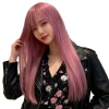 cosplay wig for a female with long straight hair, the same style as the Internet celebrity's long-haired, thin vine color long straight hair soft girl lo wig full head set Item Picture